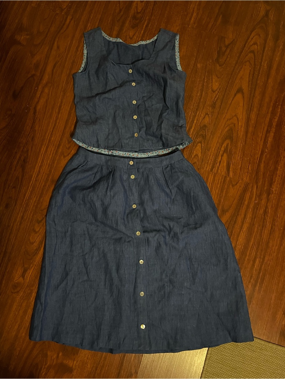 2 Piece Linen Skirt Set Hand Made Size S
